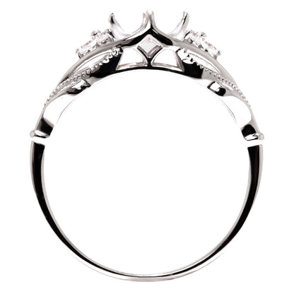 簡単 セミオーダー 指輪 5mm 空枠 カスタムルース リーフモチーフ 透かし sv925 K10 K18 Pt900 葉 ボタニカル ボリューミー オリジナルデザイン (品番 mr-0490-kw)