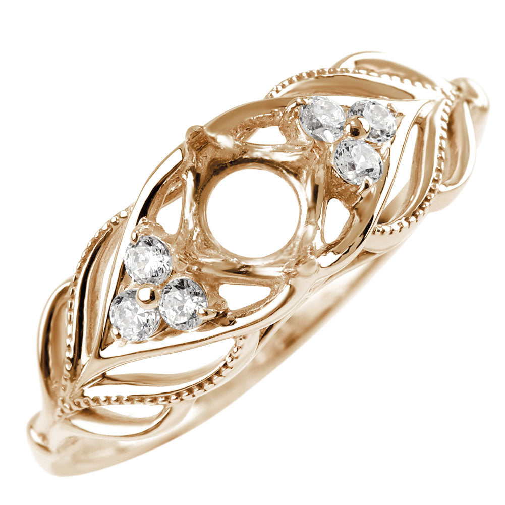 簡単 セミオーダー 指輪 5mm 空枠 カスタムルース リーフモチーフ 透かし sv925 K10 K18 Pt900 葉 ボタニカル ボリューミー オリジナルデザイン (品番 mr-0490-kw)