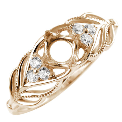 簡単 セミオーダー 指輪 5mm 空枠 カスタムルース リーフモチーフ 透かし sv925 K10 K18 Pt900 葉 ボタニカル ボリューミー オリジナルデザイン (品番 mr-0490-kw)