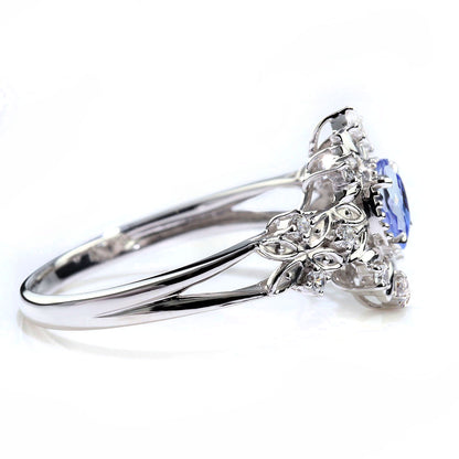 指輪 花 リング レディース K10 誕生石 雪の結晶 スノーフレーク 天然石 4×5mm フラワーモチーフ K18 Pt900 SV925 おしゃれ 可愛い 普段使い パーティー (品番 mr-0491)