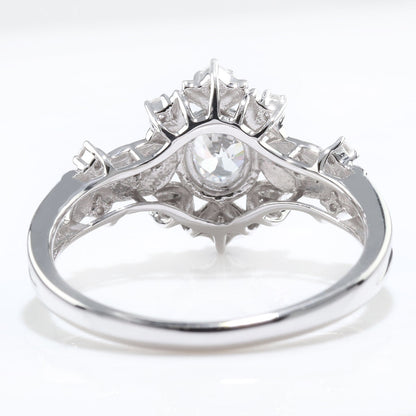 指輪 花 リング レディース K10 誕生石 雪の結晶 スノーフレーク 天然石 4×5mm フラワーモチーフ K18 Pt900 SV925 おしゃれ 可愛い 普段使い パーティー (品番 mr-0491)