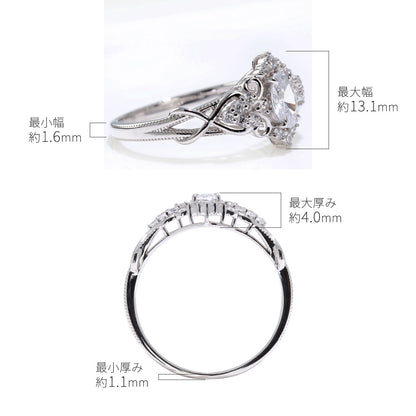 リング レディース プラチナ 誕生石 オーバル 指輪 ミル 天然石 アンティーク 18金 10金 シルバー 華やか ひし形 取り巻き 曲線 エレガント 工房直販 (品番 mr-0494)