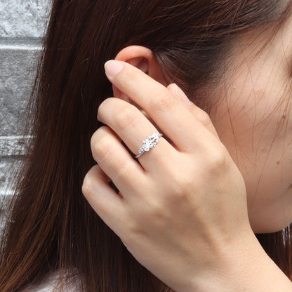 フラワー リング 可愛い お仕立て 空枠 3×4mm オーバル 花 指輪 細身 ミルグレイン調 脇石 キラキラ 華やか sv925 10k 18k pt900 小花 セミオーダー お好み (品番 mr-0495-kw)