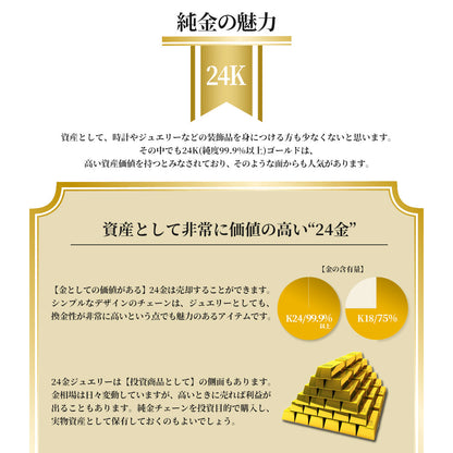 24金 ブレスレット レディース ペーパークリップ 純金 24k イエローゴールド チェーン 幅2.2mm ユニセックス K18YG レディースブレスレット (品番 p-c-b-k24-l)