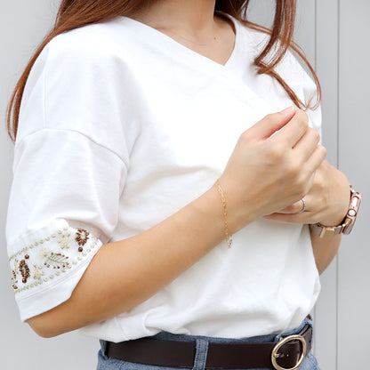 24金 ブレスレット メンズ ペーパークリップ 純金 24k イエローゴールド チェーン 幅2.2mm ユニセックス K18YG メンズブレスレット (品番 p-c-b-k24-m)