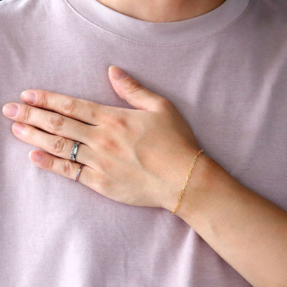 24金 ブレスレット メンズ ペーパークリップ 純金 24k イエローゴールド チェーン 幅2.2mm ユニセックス K18YG メンズブレスレット (品番 p-c-b-k24-m)