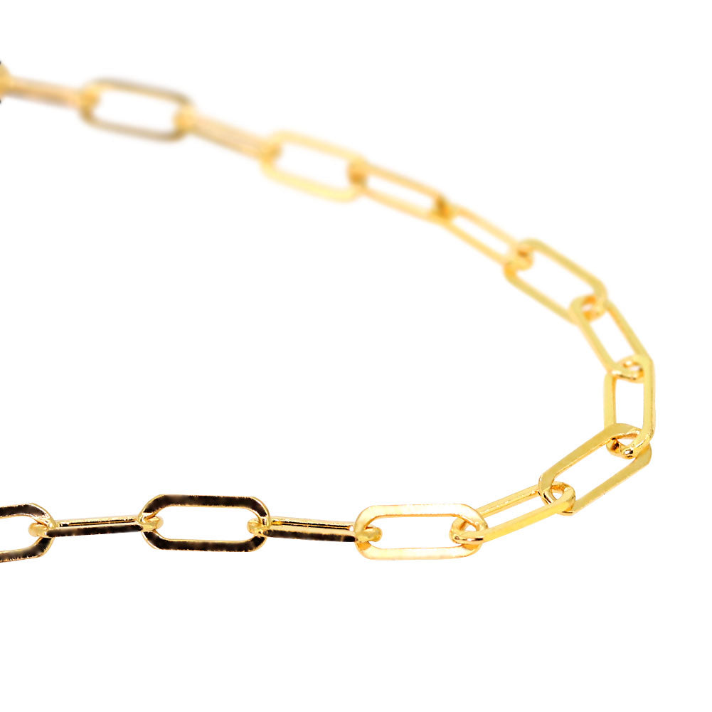 24金 ブレスレット レディース ペーパークリップ 純金 24k イエローゴールド チェーン 幅2.2mm ユニセックス K18YG レディースブレスレット (品番 p-c-b-k24-l)