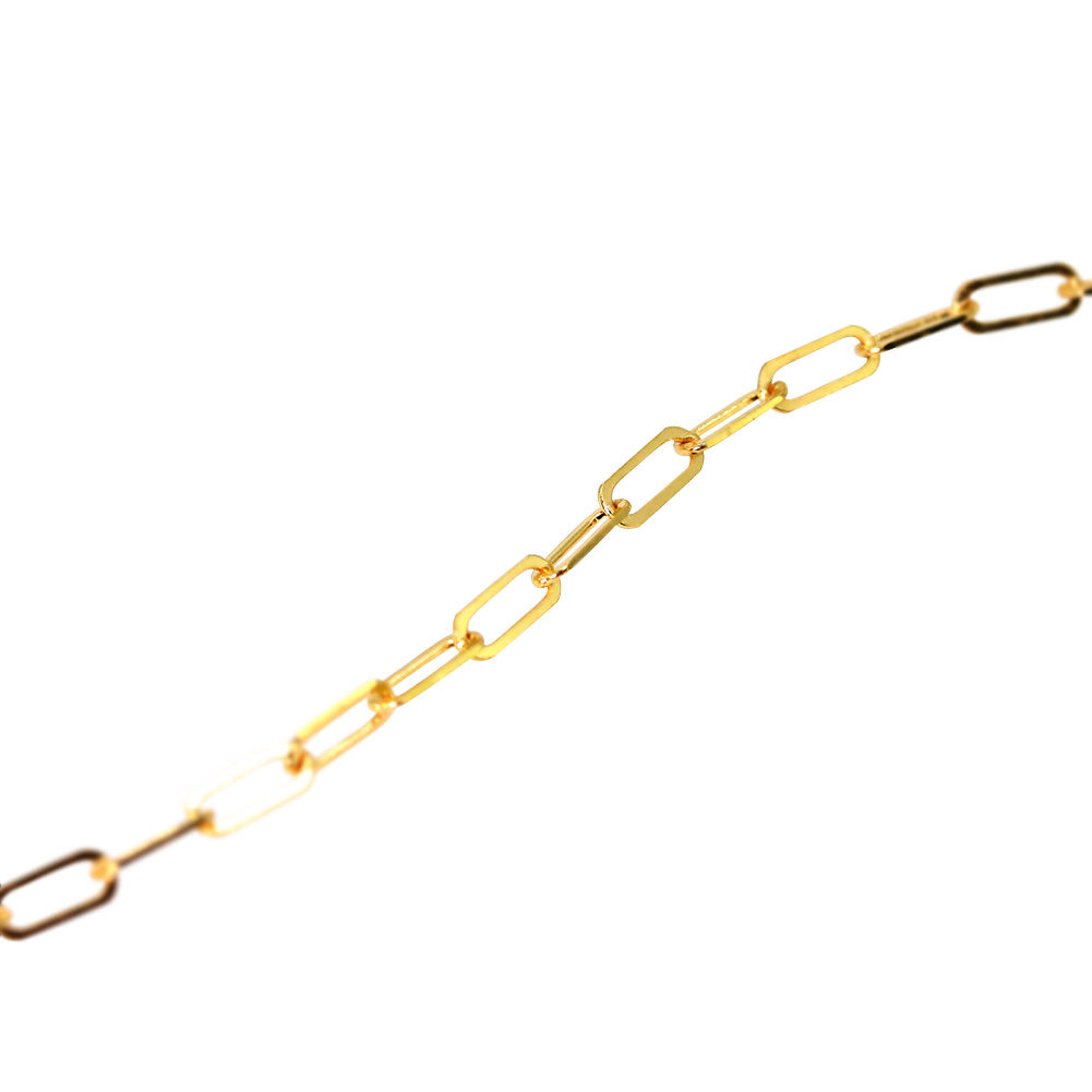 24金 ブレスレット メンズ ペーパークリップ 純金 24k イエローゴールド チェーン 幅2.2mm ユニセックス K18YG メンズブレスレット (品番 p-c-b-k24-m)