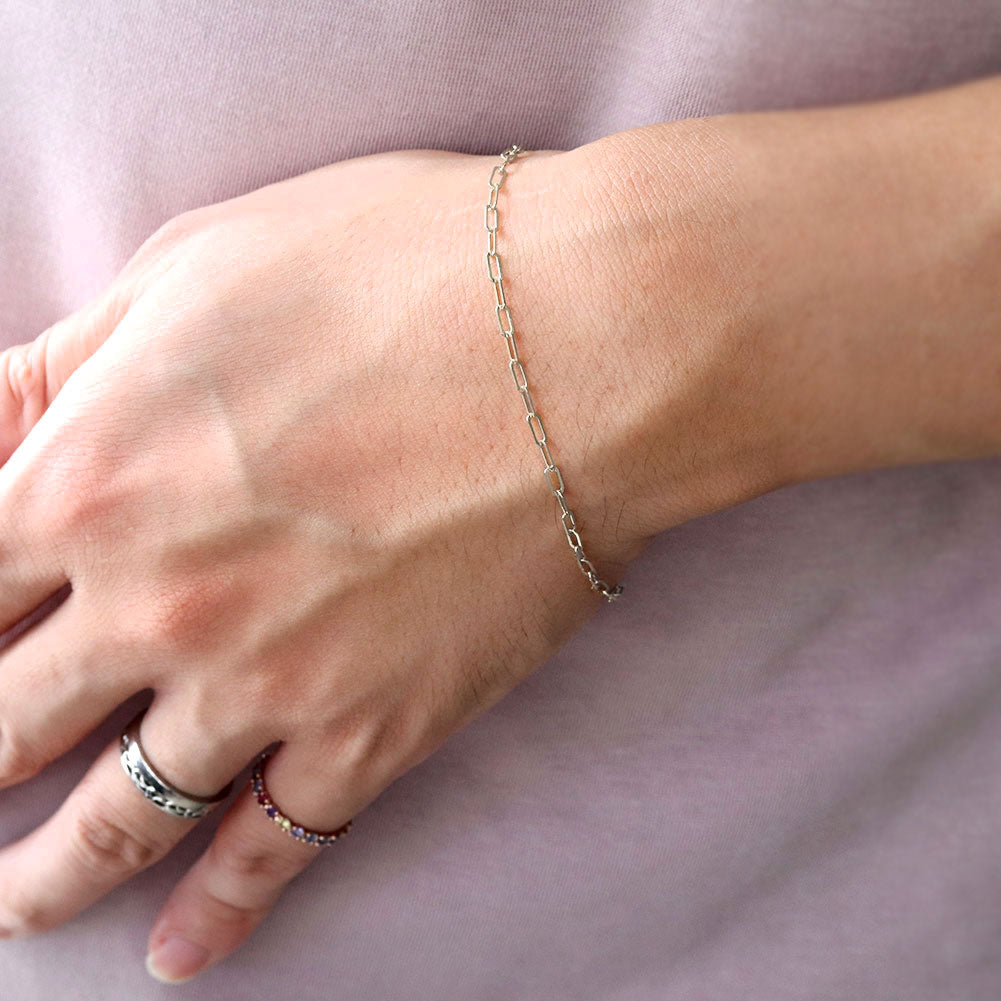 ブレスレット レディース 純プラチナ ペーパークリップ チェーン