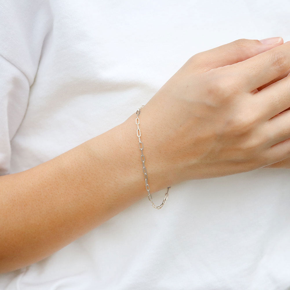 ブレスレット レディース 純プラチナ ペーパークリップ チェーン