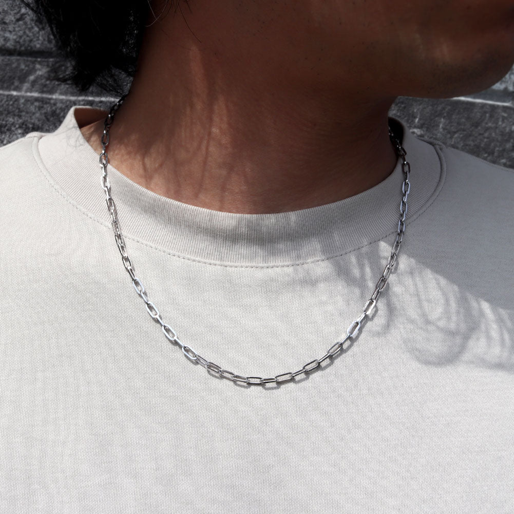 ペーパークリップ チェーン ネックレス Pt850 メンズ ユニセックス メンズネックレス プラチナ かっこいい シンプル チェーンネックレス (品番 p-c-h-08-pt-m)