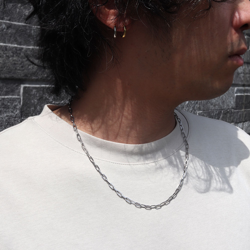 ペーパークリップ チェーン ネックレス Pt850 メンズ ユニセックス メンズネックレス プラチナ かっこいい シンプル チェーンネックレス (品番 p-c-h-08-pt-m)