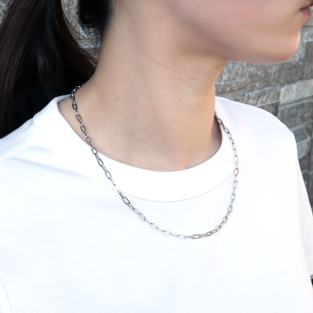 ペーパークリップ チェーン ネックレス Pt850 メンズ ユニセックス メンズネックレス プラチナ かっこいい シンプル チェーンネックレス (品番 p-c-h-08-pt-m)