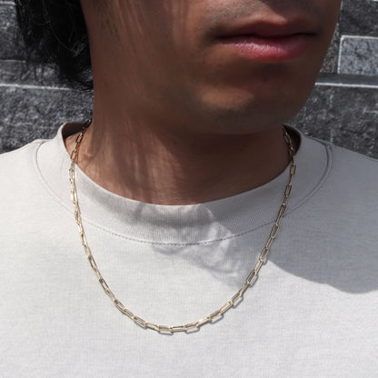 18金 チェーンネックレス メンズ ペーパークリップ チェーン 中空 K18YG 人気 安い おすすめ K18 ゴールド ネックレス シンプル おしゃれ (品番 p-c-h-085-k18-m)