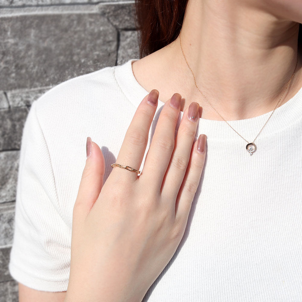 リング ペーパークリップ K18 中空 指輪 レディース 18金 K18YG ユニセックス メンズ ゴールド 鎖 人気 お揃い おしゃれ 可愛い イタリア製 (品番 p-c-h-r-065-k18)