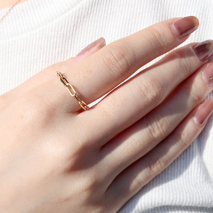 リング ペーパークリップ K18 中空 指輪 レディース 18金 K18YG ユニセックス メンズ ゴールド 鎖 人気 お揃い おしゃれ 可愛い イタリア製 (品番 p-c-h-r-065-k18)