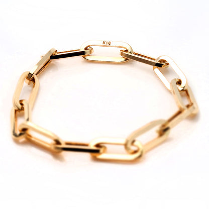 リング ペーパークリップ K18 中空 指輪 レディース 18金 K18YG ユニセックス メンズ ゴールド 鎖 人気 お揃い おしゃれ 可愛い イタリア製 (品番 p-c-h-r-065-k18)