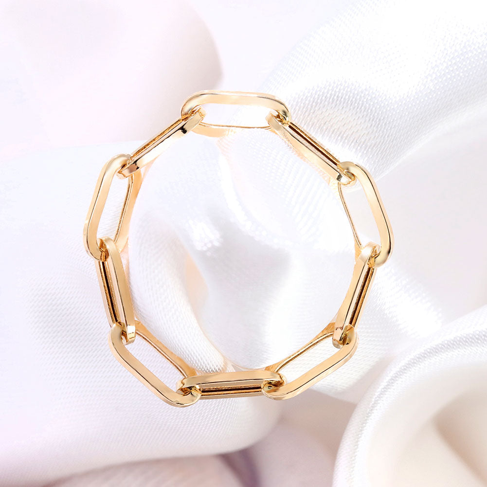 ペーパークリップ チェーンリング K18 中空 指輪 レディース ユニセックス メンズ おしゃれ 18金 K18YG 中空チェーン ゴールド イタリア製 鎖 人気 (品番 p-c-h-r-085-k18)