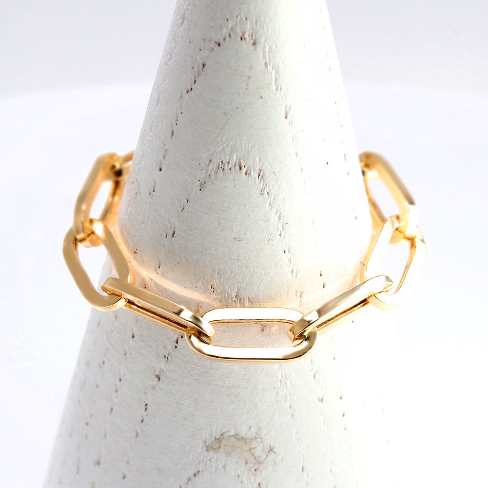 ペーパークリップ チェーンリング K18 中空 指輪 レディース ユニセックス メンズ おしゃれ 18金 K18YG 中空チェーン ゴールド イタリア製 鎖 人気 (品番 p-c-h-r-085-k18)