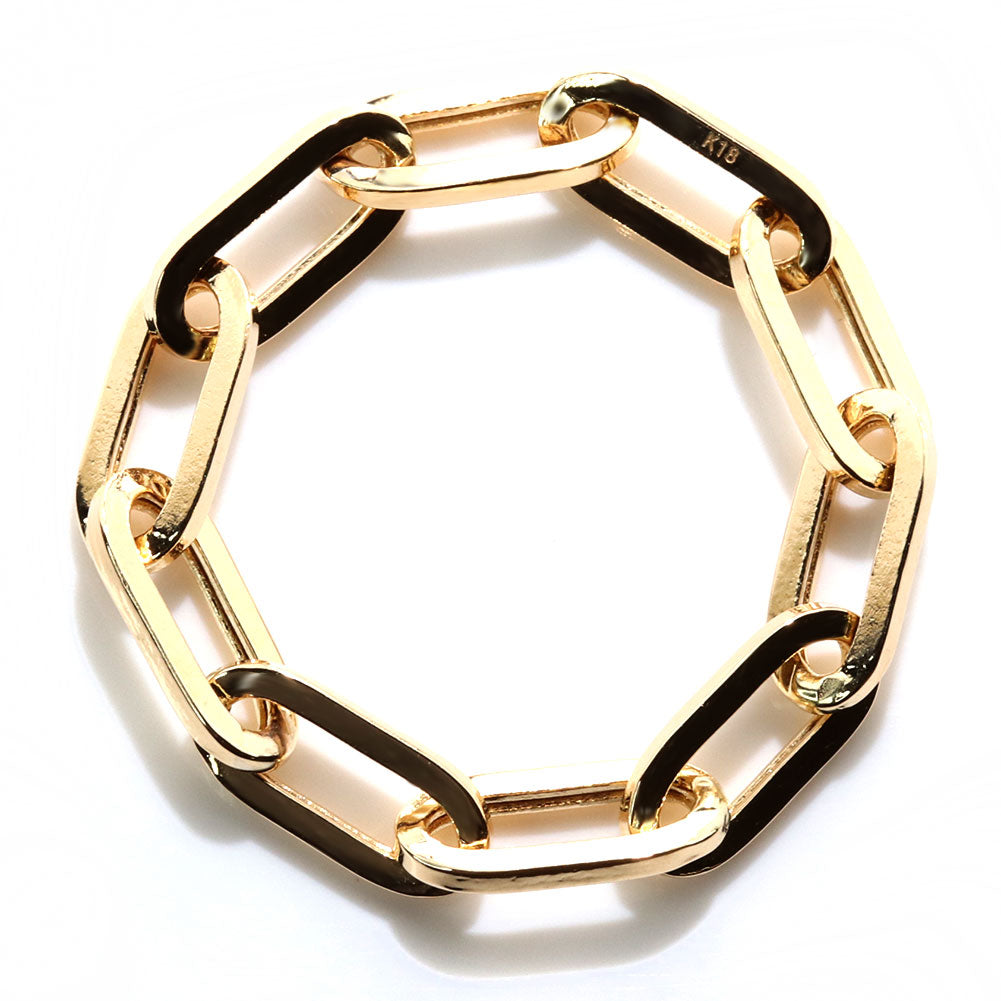 ペーパークリップ チェーンリング K18 中空 指輪 レディース ユニセックス メンズ おしゃれ 18金 K18YG 中空チェーン ゴールド イタリア製 鎖 人気 (品番 p-c-h-r-085-k18)