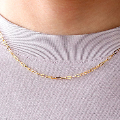 純金 ネックレス ペーパークリップ チェーン 24k メンズ K24 イエローゴールド 24金 幅2.2mm ユニセックス K18YG メンズネックレス (品番 p-c-n-k24-m)
