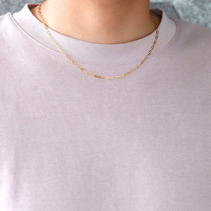 純金 ネックレス ペーパークリップ チェーン 24k メンズ K24 イエローゴールド 24金 幅2.2mm ユニセックス K18YG メンズネックレス (品番 p-c-n-k24-m)