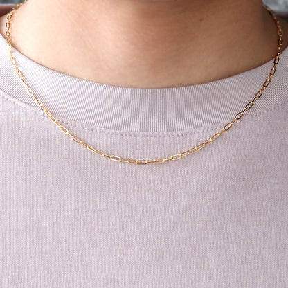 純金 ネックレス ペーパークリップ チェーン 24k メンズ K24 イエローゴールド 24金 幅2.2mm ユニセックス K18YG メンズネックレス (品番 p-c-n-k24-m)