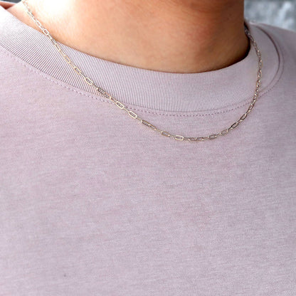 純プラチナ ペーパークリップ ネックレス チェーン pt999 レディース pt プラチナ  幅2.2mm ユニセックス プラチナ999 レディースネックレス (品番 p-c-n-pt-l)