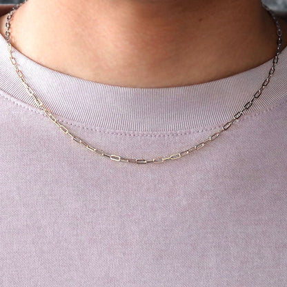 純プラチナ ペーパークリップ ネックレス チェーン pt999 メンズ pt プラチナ  幅2.2mm ユニセックス プラチナ999 メンズネックレス (品番 p-c-n-pt-m)