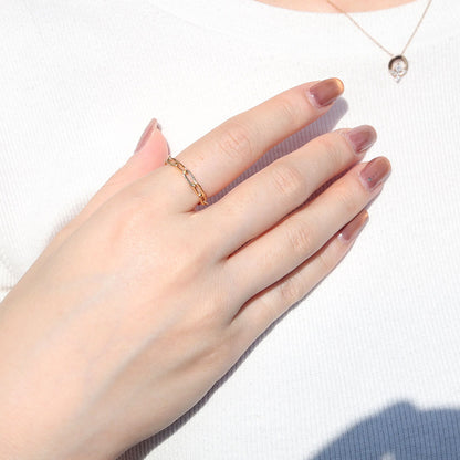 K18YG チェーンリング 中空 ペーパークリップ 指輪 レディース リング プレイドペーパークリップK18 イエローゴールド メンズ ユニセックス (品番 p-c-plaid-h-r-080-k18)