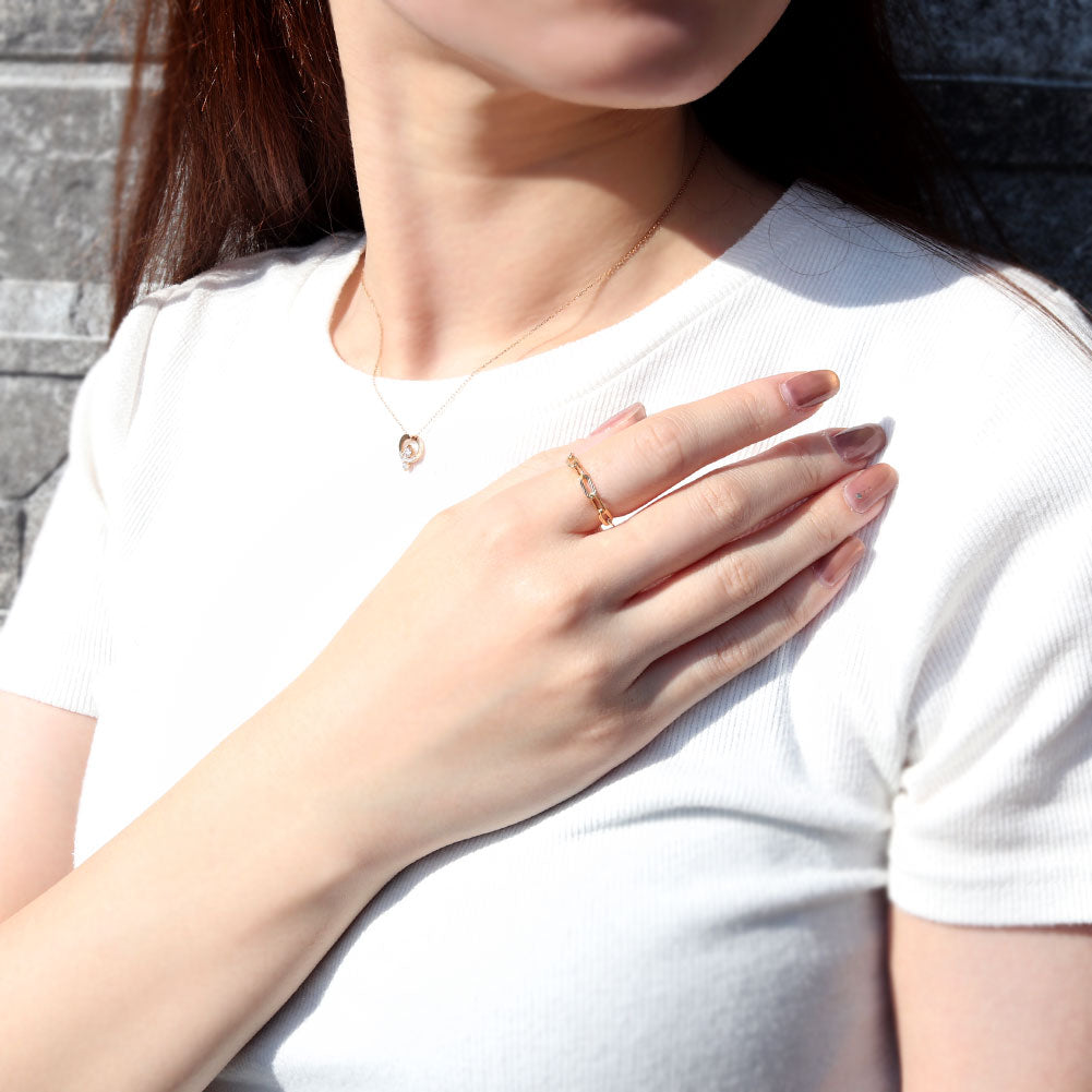 K18YG チェーンリング 中空 ペーパークリップ 指輪 レディース リング プレイドペーパークリップK18 イエローゴールド メンズ ユニセックス (品番 p-c-plaid-h-r-080-k18)