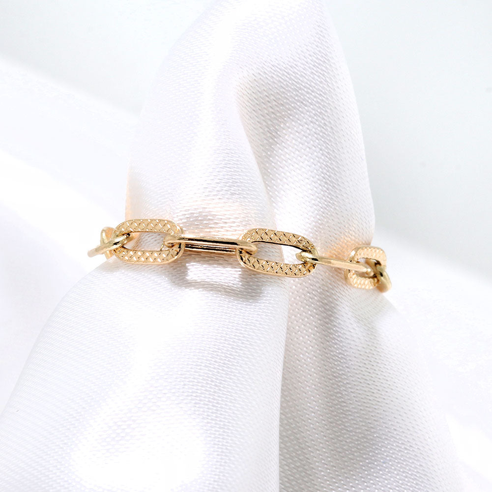 K18YG チェーンリング 中空 ペーパークリップ 指輪 レディース リング プレイドペーパークリップK18 イエローゴールド メンズ ユニセックス (品番 p-c-plaid-h-r-080-k18)