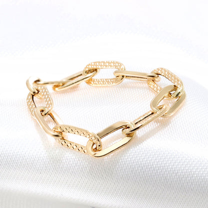 K18YG チェーンリング 中空 ペーパークリップ 指輪 レディース リング プレイドペーパークリップK18 イエローゴールド メンズ ユニセックス (品番 p-c-plaid-h-r-080-k18)