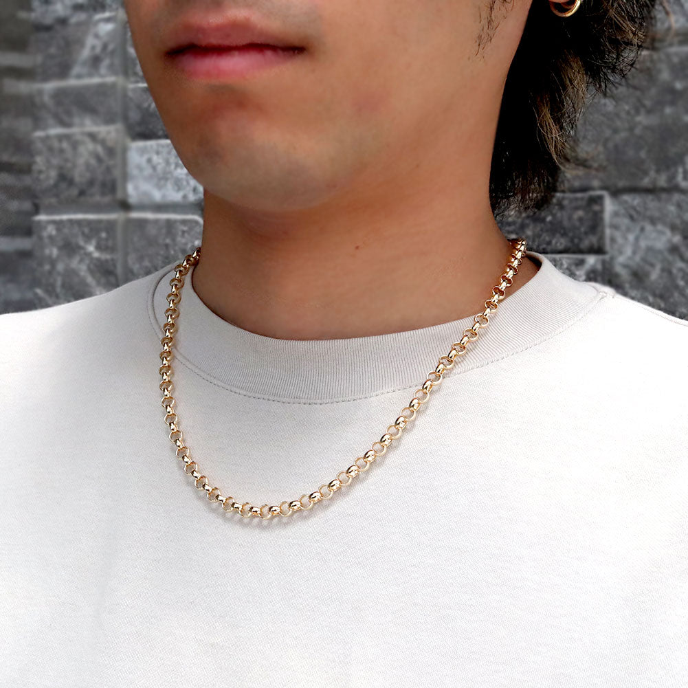 K18 ネックレス レディース チェーンのみ 太め ロロチェーン 18金 イエローゴールド 中空 チェーン K18YG おしゃれ 彼女 妻 プレゼント (品番 rolo-h-040-k18-l)