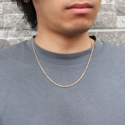 18金 ネックレス メンズ 中空 ロープチェーン メンズネックレス 人気 おすすめ 中空チェーン K18 ゴールド お洒落 記念日 ペア ギフト (品番 rope-h-040-k18-m)