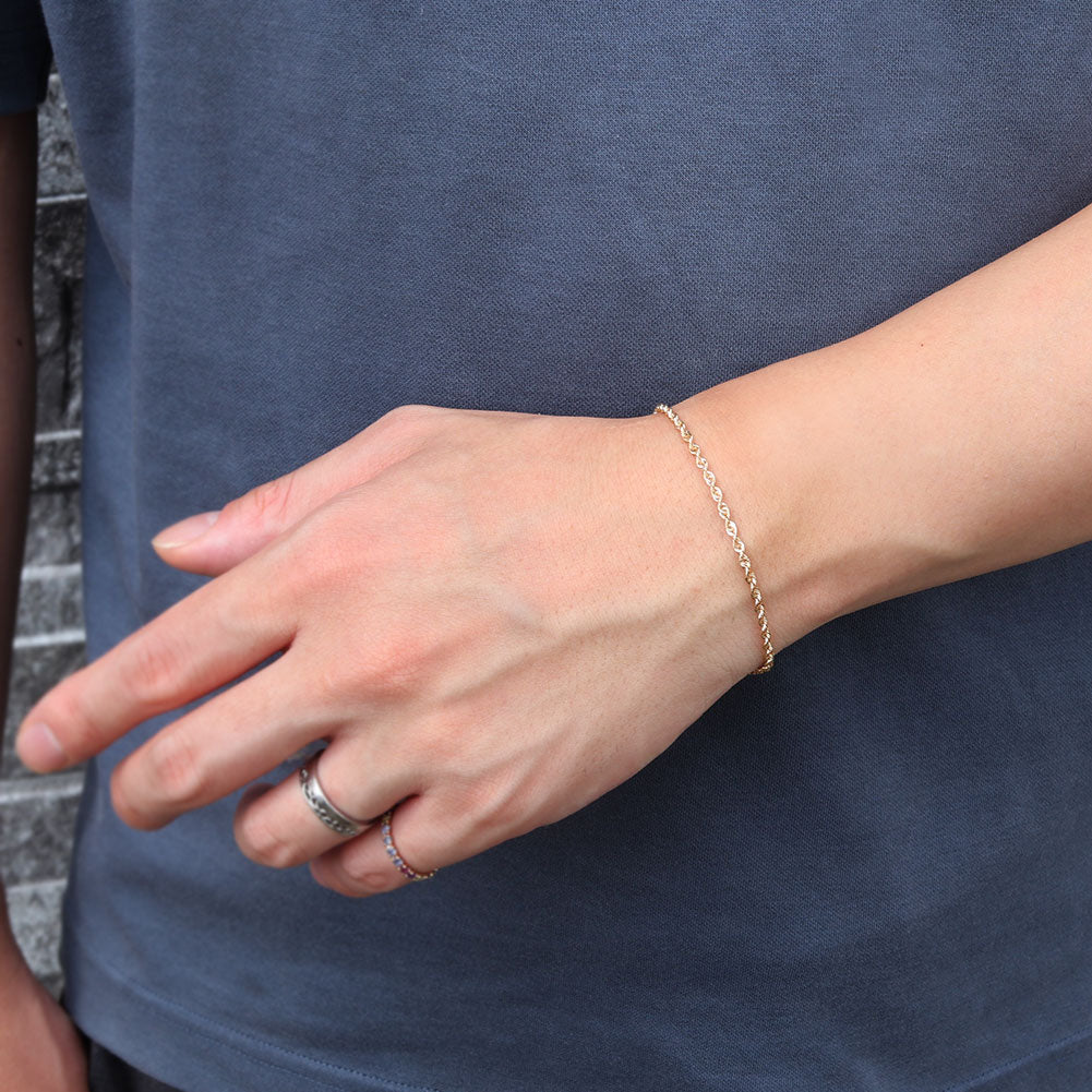 ブレスレット ロープチェーン 18金 イエローゴールド メンズ K18YG 中空 地金 ブレス 男性 大人 つけっぱなし おしゃれ メンズジュエリー (品番 rope-h-040-18-k18-m)