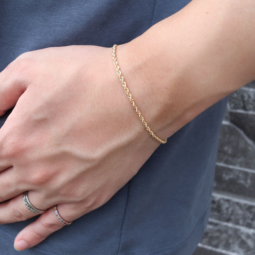 ブレスレット ロープチェーン 18金 イエローゴールド メンズ K18YG 中空 地金 ブレス 男性 大人 つけっぱなし おしゃれ メンズジュエリー (品番 rope-h-040-18-k18-m)