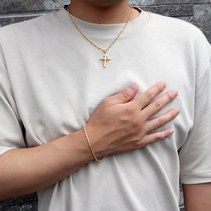 ブレスレット ロープチェーン 18金 イエローゴールド メンズ K18YG 中空 地金 ブレス 男性 大人 つけっぱなし おしゃれ メンズジュエリー (品番 rope-h-040-18-k18-m)