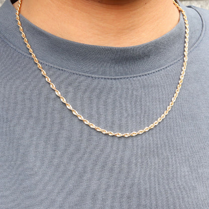 中空チェーン 18金 ネックレス メンズ ロープチェーン 人気 安い 18KYG メンズネックレス おすすめ K18 ゴールド チェーンのみ おしゃれ (品番 rope-h-050-k18-m)