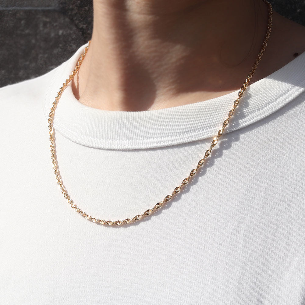 中空チェーン 18金 ネックレス メンズ ロープチェーン 人気 安い 18KYG メンズネックレス おすすめ K18 ゴールド チェーンのみ おしゃれ (品番 rope-h-050-k18-m)