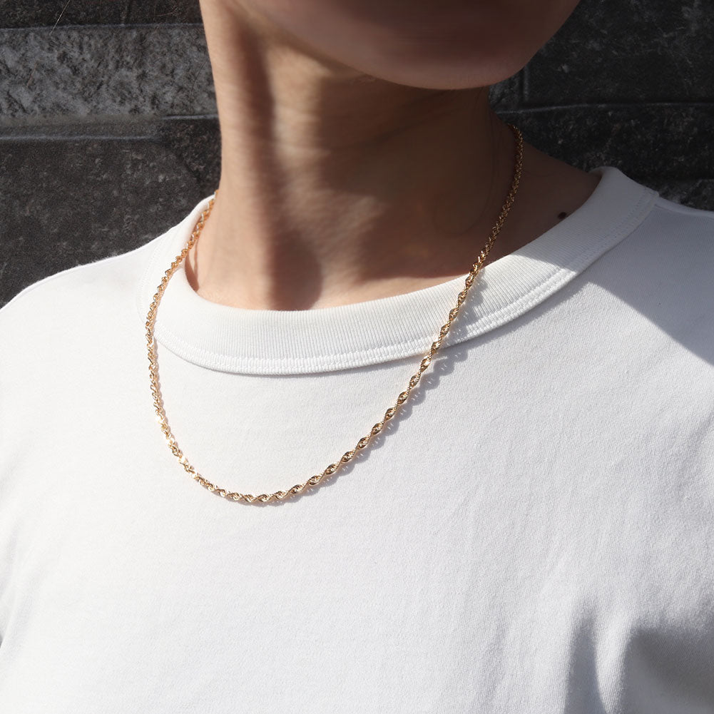 中空チェーン 18金 ネックレス メンズ ロープチェーン 人気 安い 18KYG メンズネックレス おすすめ K18 ゴールド チェーンのみ おしゃれ (品番 rope-h-050-k18-m)