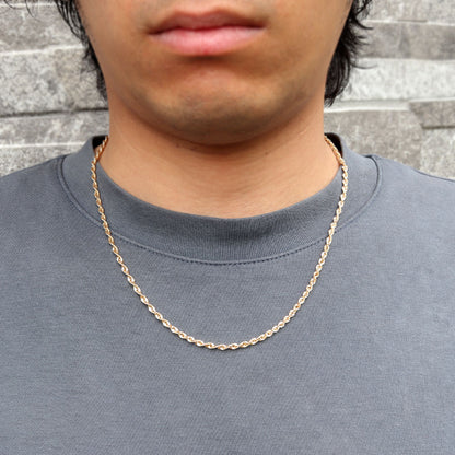 ロープチェーン レディース ネックレス 18金 中空チェーン ゴールド k18 軽い 中空ネックレス シンプル ユニセックス おしゃれ お揃い 地金 (品番 rope-h-050-k18-l)