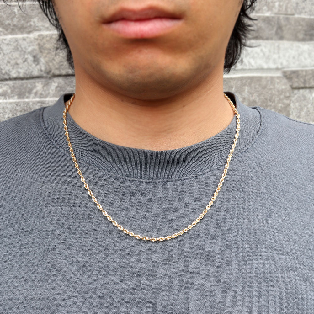 中空チェーン 18金 ネックレス メンズ ロープチェーン 人気 安い 18KYG メンズネックレス おすすめ K18 ゴールド チェーンのみ おしゃれ (品番 rope-h-050-k18-m)