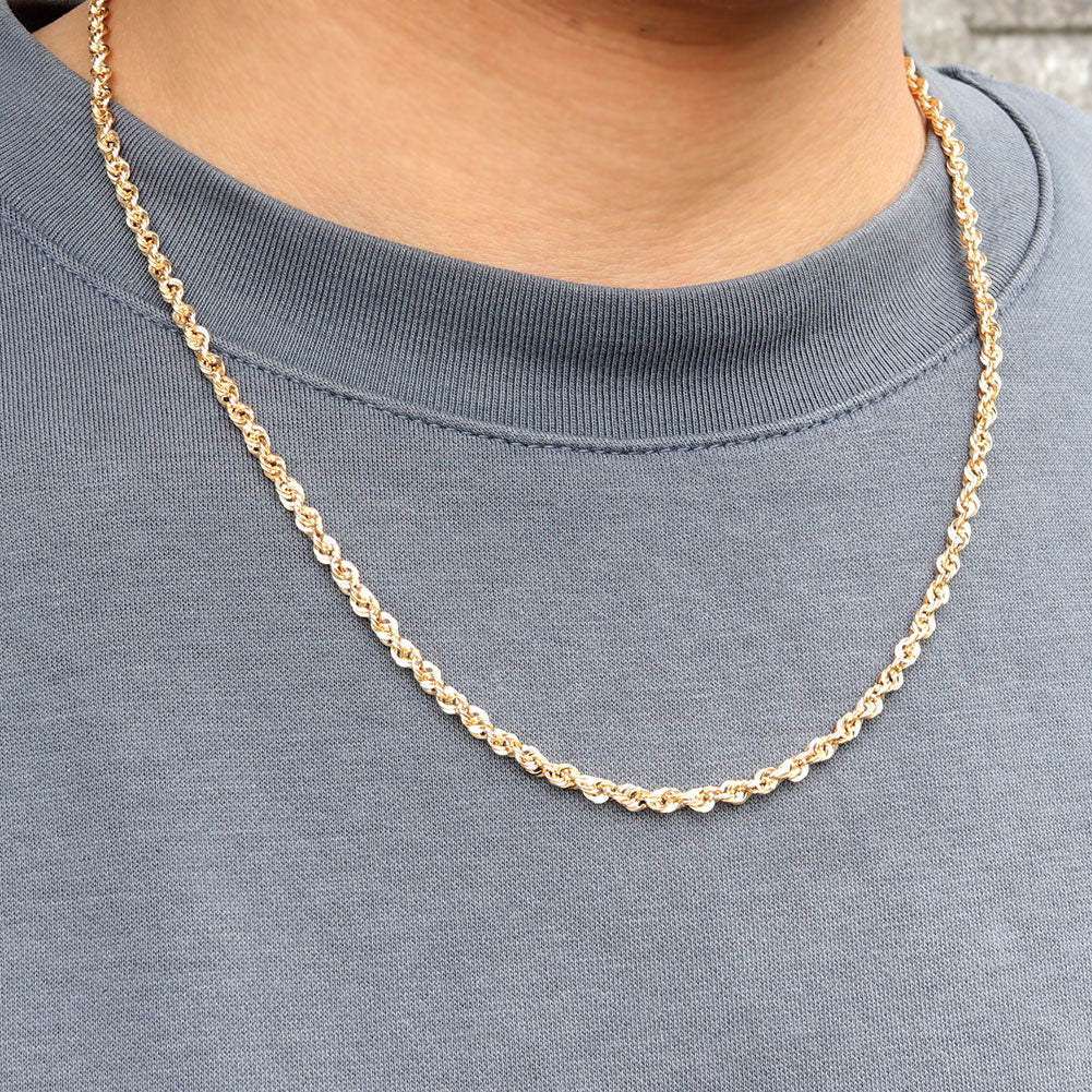 中空ネックレス 18金 ゴールド メンズ ロープチェーン 中空 K18YG ネックレス 人気 おすすめ ロープ シンプル お揃い おしゃれ  ジュエリー (品番 rope-h-060-k18-m)
