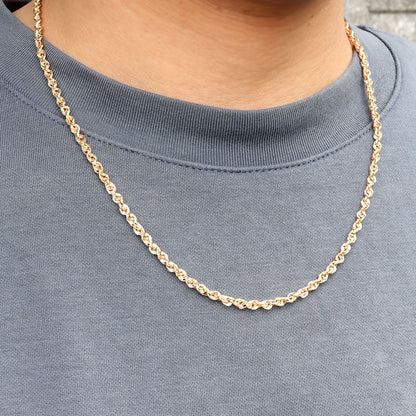 中空ネックレス 18金 ゴールド メンズ ロープチェーン 中空 K18YG ネックレス 人気 おすすめ ロープ シンプル お揃い おしゃれ  ジュエリー (品番 rope-h-060-k18-m)