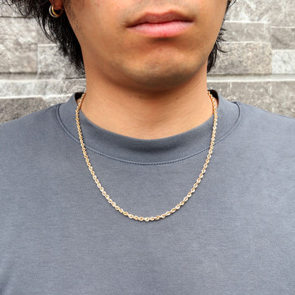 中空 ネックレス ロープチェーン レディース 18金 中空チェーン K18 ゴールド 軽い シンプル ユニセックス おしゃれ  普段使い プレゼント(品番 rope-h-060-k18-l)
