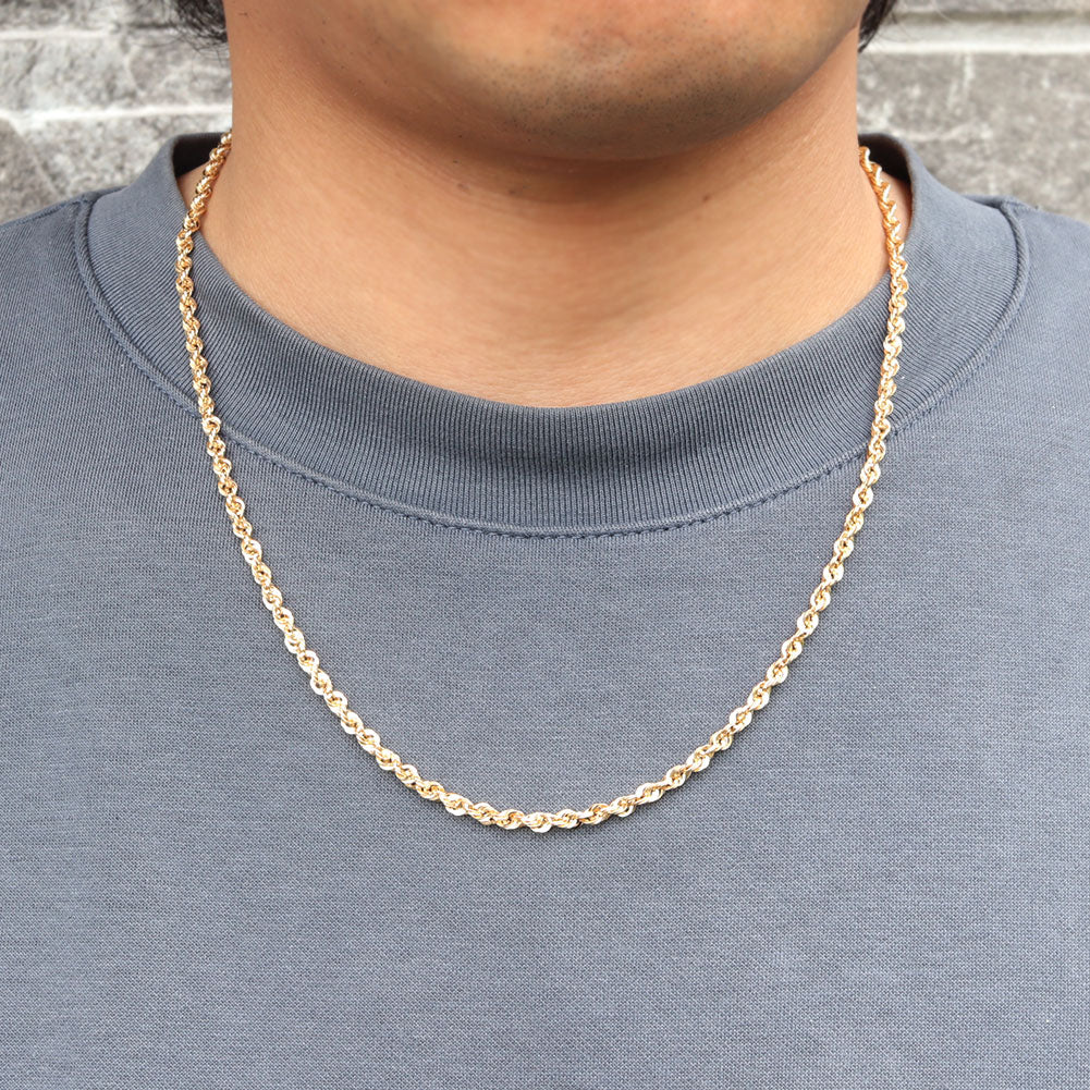 中空ネックレス 18金 ゴールド メンズ ロープチェーン 中空 K18YG ネックレス 人気 おすすめ ロープ シンプル お揃い おしゃれ  ジュエリー (品番 rope-h-060-k18-m)
