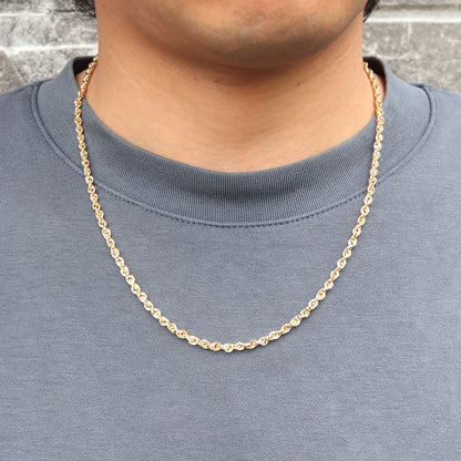 中空ネックレス 18金 ゴールド メンズ ロープチェーン 中空 K18YG ネックレス 人気 おすすめ ロープ シンプル お揃い おしゃれ  ジュエリー (品番 rope-h-060-k18-m)