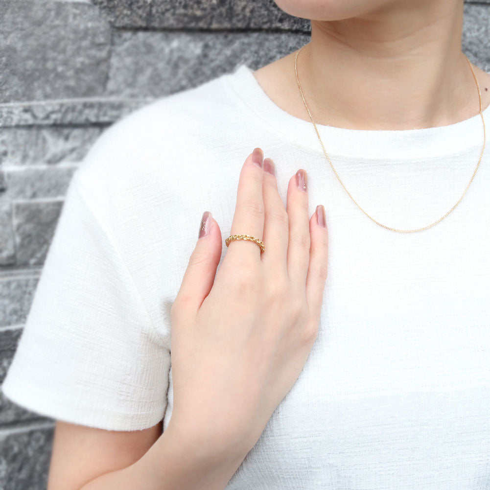 K18 イエローゴールド 中空 チェーンリング ロープ レディース 指輪 18金 リング 中空チェーン 彼氏 彼女 お揃い ペア おすすめ おしゃれリング (品番 rope-h-r-060-k18)