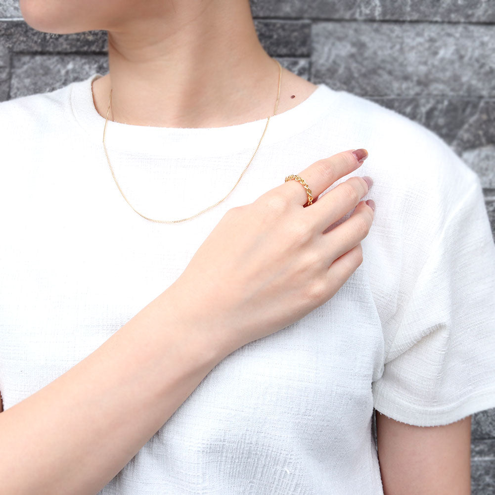 K18 イエローゴールド 中空 チェーンリング ロープ レディース 指輪 18金 リング 中空チェーン 彼氏 彼女 お揃い ペア おすすめ おしゃれリング (品番 rope-h-r-060-k18)